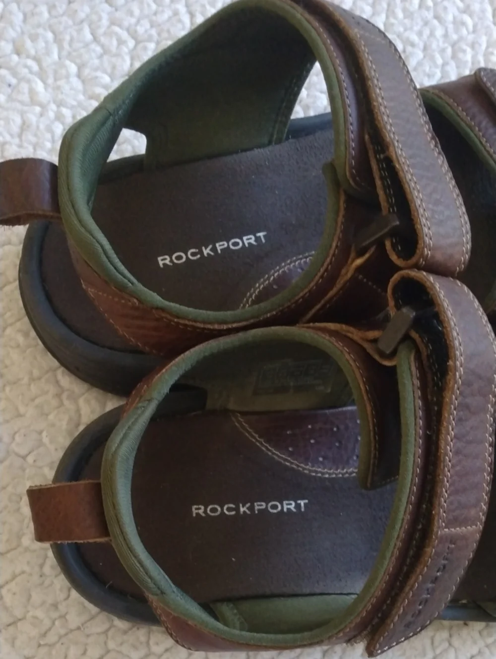 Men's Brown Rockport Leather Adjustable Strap Sandals